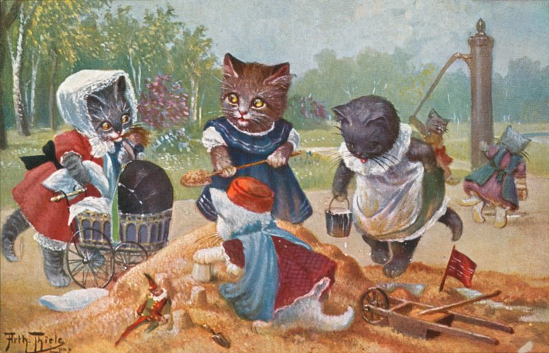 Postal humorístico de um gato (litografia a cores) de Carl Robert Arthur Thiele