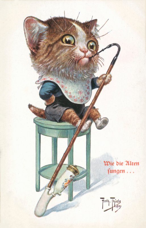 Postal humorístico de um gato (litografia a cores) de Carl Robert Arthur Thiele