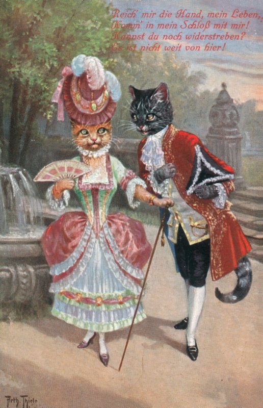 Postal humorístico de um gato (litografia a cores) de Carl Robert Arthur Thiele