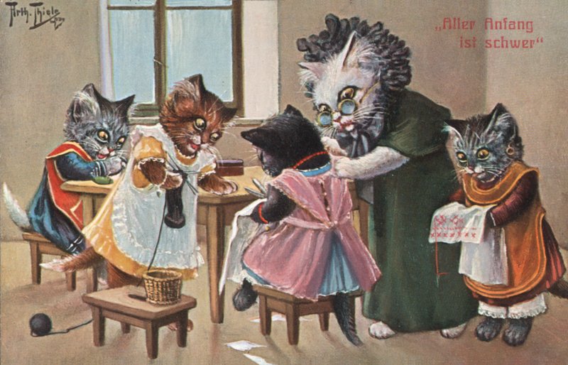 Postal humorístico de um gato (litografia a cores) de Carl Robert Arthur Thiele