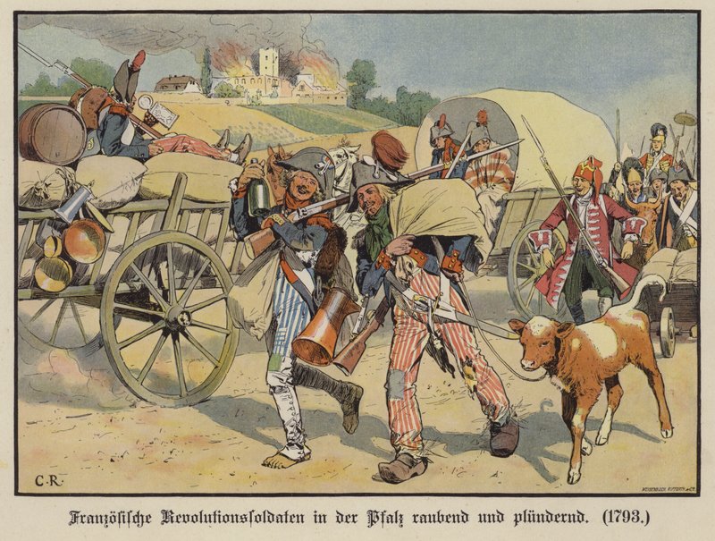 Soldados franceses roubando e saqueando no Palatinado de Carl Röchling