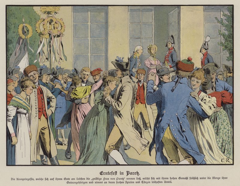 Festival da Colheita em Paretz (cor litho) de Carl Röchling