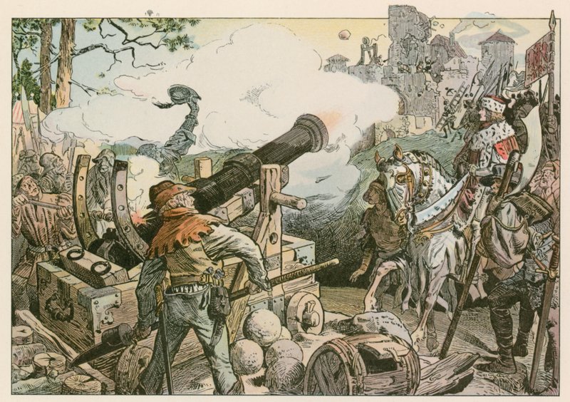 Frederico I (1371-1440) lutando contra a família Von Quitzow em 1414 de Carl Rohling
