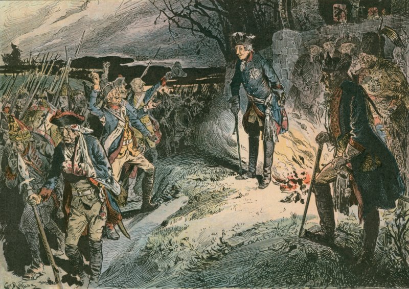 Frederico o Grande (1712-1786) após a derrota na Batalha de Hochkirch em 1758 de Carl Rohling