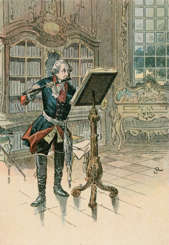 Frederico, o Grande (1712-1786) tocando flauta de Carl Rohling