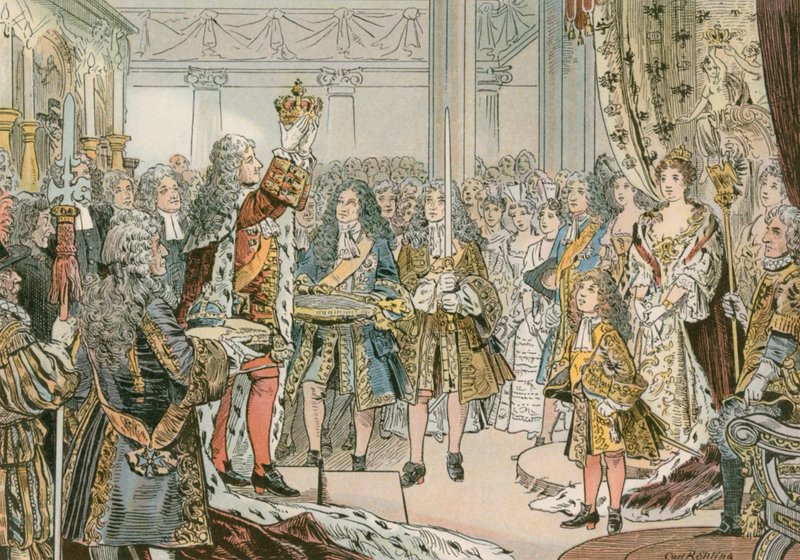 A coroação de Frederico I da Prússia (1657-1713) em Konigsberg em 1701 de Carl Rohling