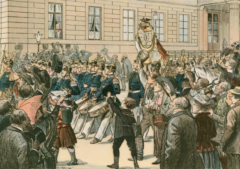 Guilherme I, rei da Prússia e primeiro imperador alemão (1797-1888) na &39;histórica janela de esquina&39; de Carl Rohling