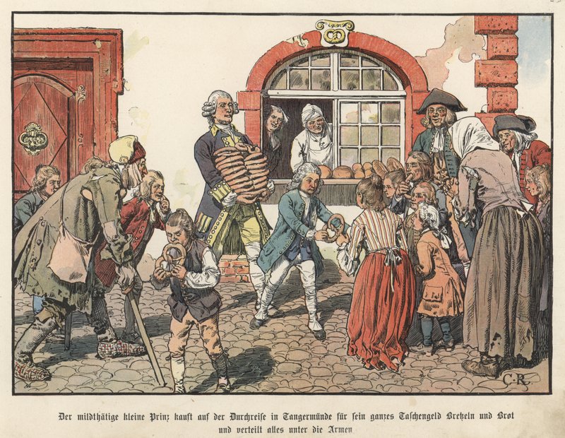 O príncipe herdeiro Frederico da Prússia dando pão aos pobres de Carl Röchling