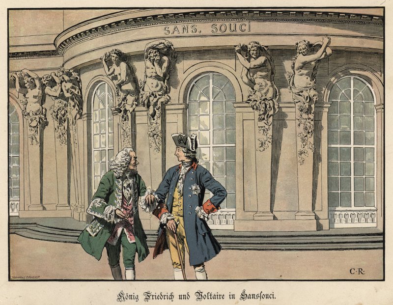 Frederico o Grande e Voltaire em Sanssouci de Carl Röchling