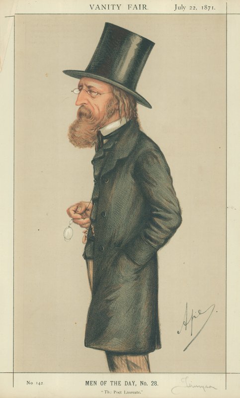 Alfred Tennyson, O Poeta Laureado, 22 de julho de 1871, desenho animado da Vanity Fair de Carlo Pellegrini