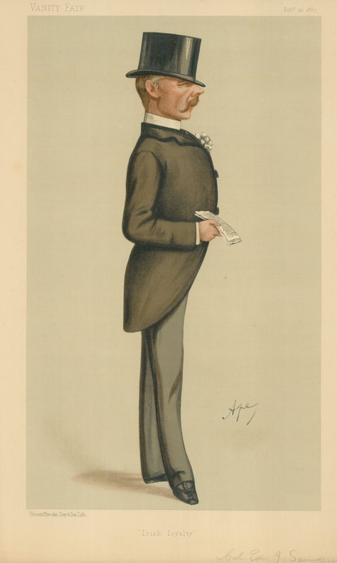 Coronel Edward J Saunderson, Lealdade Irlandesa, 26 de fevereiro de 1887, desenho animado da Vanity Fair de Carlo Pellegrini