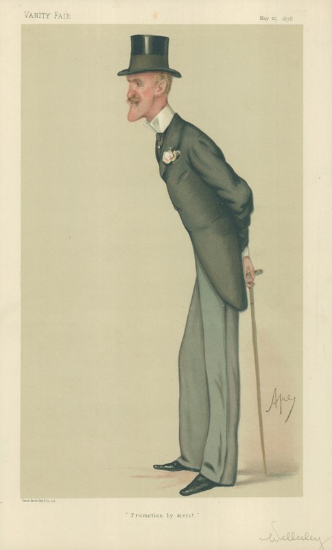 Coronel O Hon Frederick Arthur Wellesley, Promoção por mérito, 25 de maio de 1878, desenho animado da Vanity Fair de Carlo Pellegrini