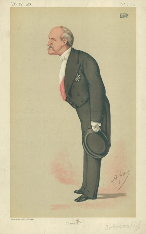 Conde Schouvaloff, Rússia, 13 de fevereiro de 1875, desenho animado da Vanity Fair de Carlo Pellegrini