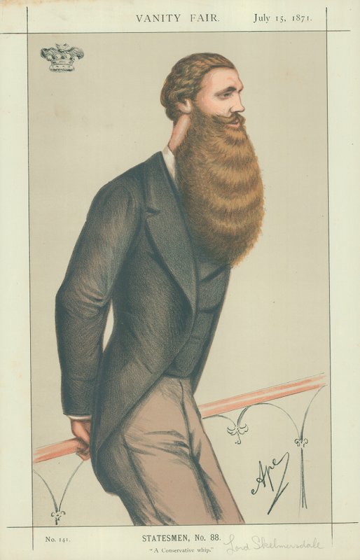 Lorde Skelmersdale, Um Chicote Conservador, 15 de julho de 1871, desenho animado da Vanity Fair de Carlo Pellegrini