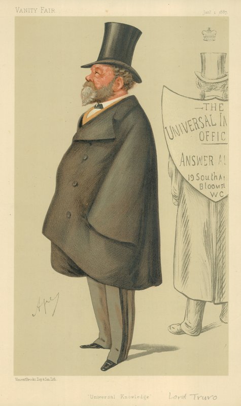 Lorde Truro, Conhecimento Universal, 1 de janeiro de 1887, desenho animado da Vanity Fair de Carlo Pellegrini