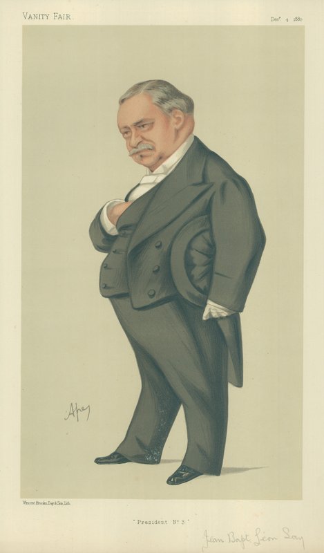 M Jean Baptists Leon Say, Presidente no 3, 4 de dezembro de 1880, desenho animado da Vanity Fair de Carlo Pellegrini