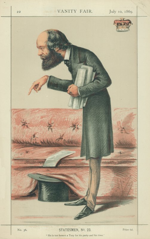Marquês de Salisbury, Ele é honesto demais para sua festa e seu tempo, 10 de julho de 1869, desenho animado da Vanity Fair de Carlo Pellegrini