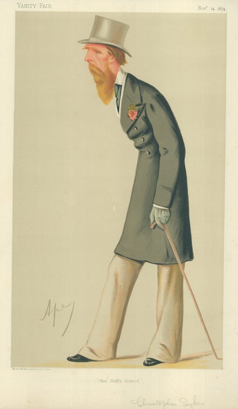 Sr. Christopher Sykes, Amigo da Gaivota, 14 de novembro de 1874, desenho animado da Vanity Fair de Carlo Pellegrini
