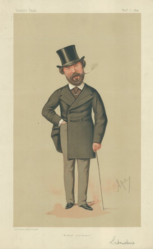 Sr. Henry Du Pre Labouchere, modesta garantia, 7 de novembro de 1874, desenho animado da Vanity Fair de Carlo Pellegrini