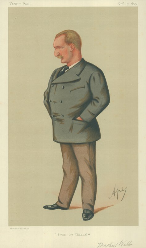 Sr. Matthew Webb, Swam the Channel, 9 de outubro de 1875, desenho animado da Vanity Fair de Carlo Pellegrini