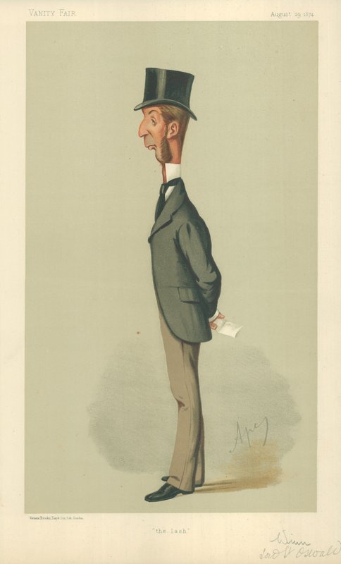 Sr. Rowland Winn, The chicote, 29 de agosto de 1874, cartoon Vanity Fair de Carlo Pellegrini