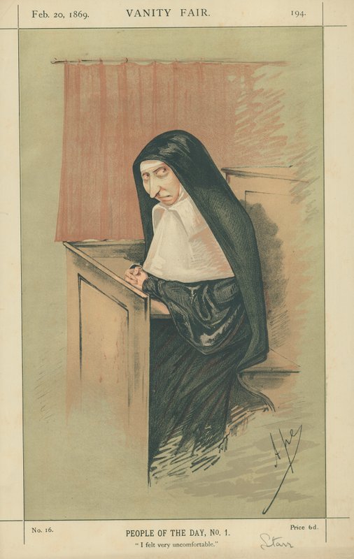 Sra. Starr, eu me senti muito desconfortável, 20 de fevereiro de 1869, cartoon Vanity Fair de Carlo Pellegrini