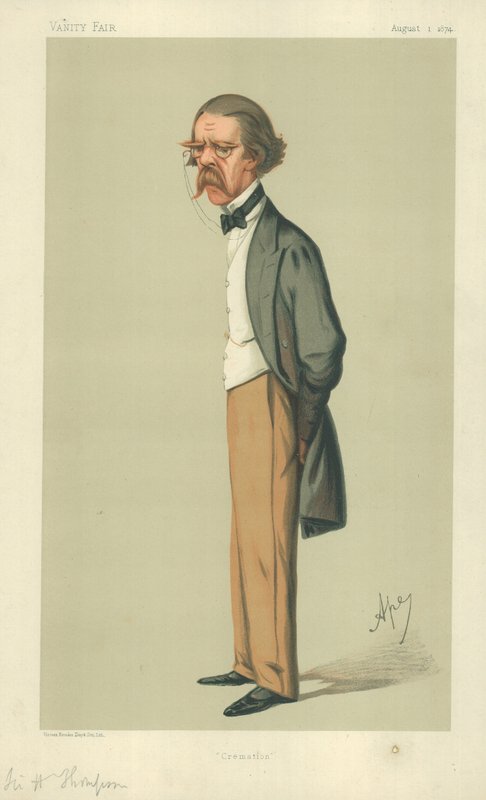 Sir Henry Thompson, Cremação, 1 de agosto de 1874, desenho animado da Vanity Fair de Carlo Pellegrini