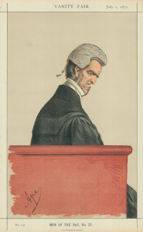 Sir John George Shaw-Lefèvre, La Reyne le veult, 1 de julho de 1871, desenho animado da Vanity Fair de Carlo Pellegrini