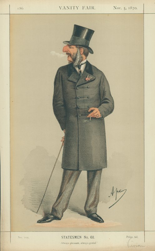 O Hon JC Vivian, sempre agradável sempre genial, 5 de novembro de 1870, cartoon Vanity Fair de Carlo Pellegrini