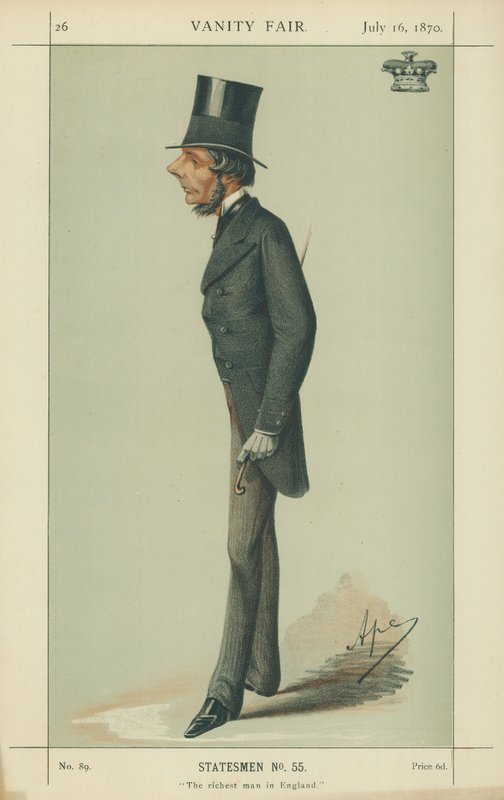 O Marquês de Westminster, O homem mais rico da Inglaterra, 16 de julho de 1870, desenho animado da Vanity Fair de Carlo Pellegrini
