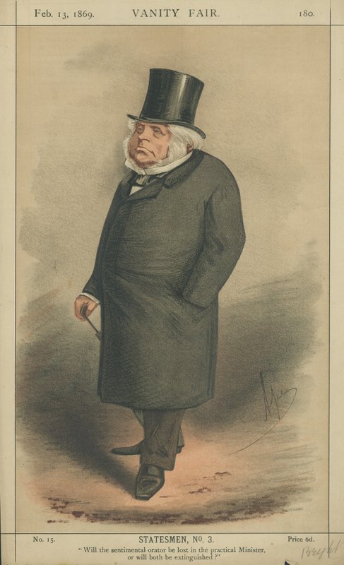 O ilustre John Bright (cor litho) de Carlo Pellegrini