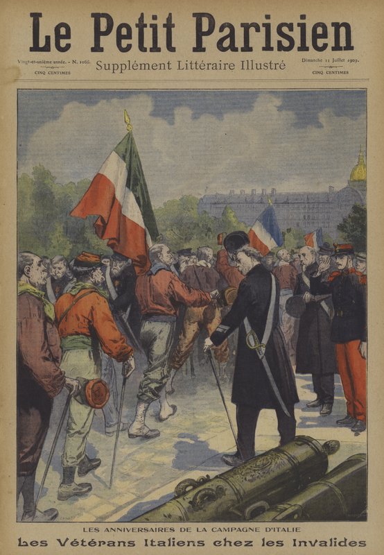 O aniversário da campanha italiana: veteranos italianos visitando o Les Invalides em Paris de Carrey