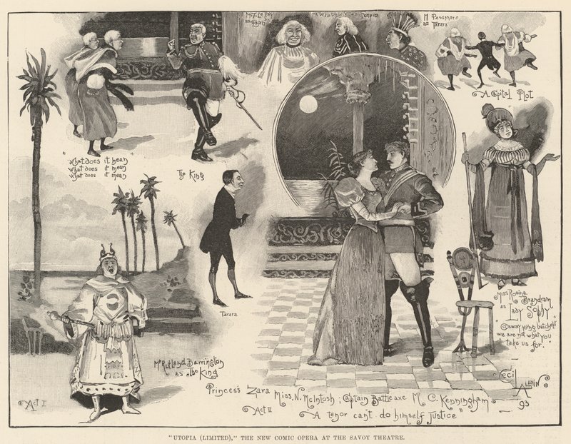 Utopia (Limited), a nova ópera cômica no Teatro Savoy de Cecil Charles Windsor Aldin