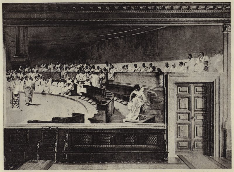 A Arraigação de Catilina (litho) de Cesare (after) Maccari