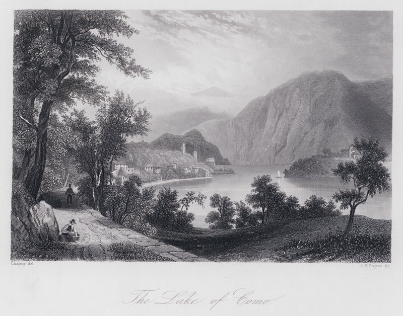 O Lago de Como (gravura) de Chapuy Chapuy