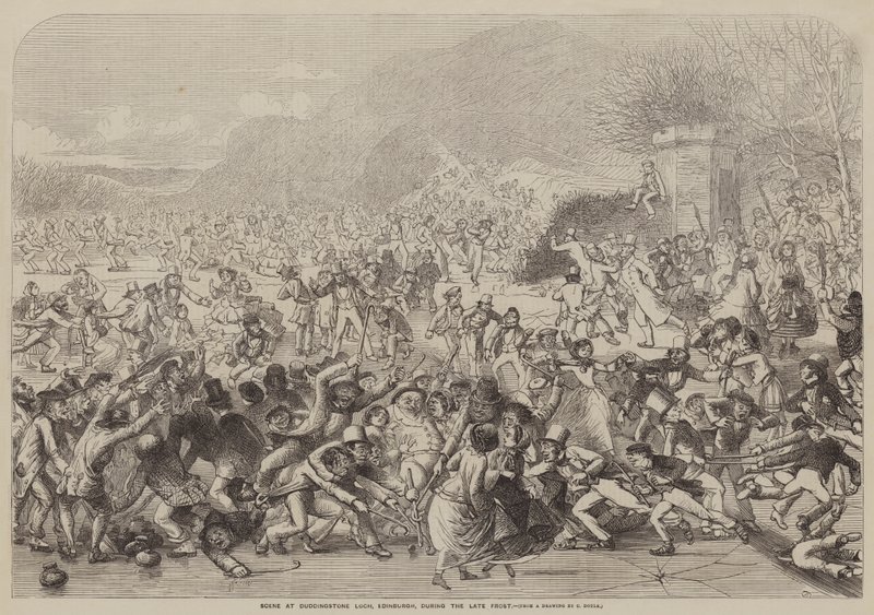 Cena, em, Duddingstone, loch, edimburgo, durante, a, tarde, geada de Charles Altamont Doyle