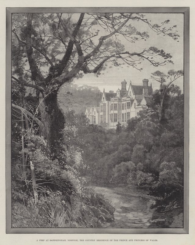 Uma espreitadela em Sandringham, Norfolk, a residência rural do Príncipe e Princesa de Gales de Charles Auguste Loye