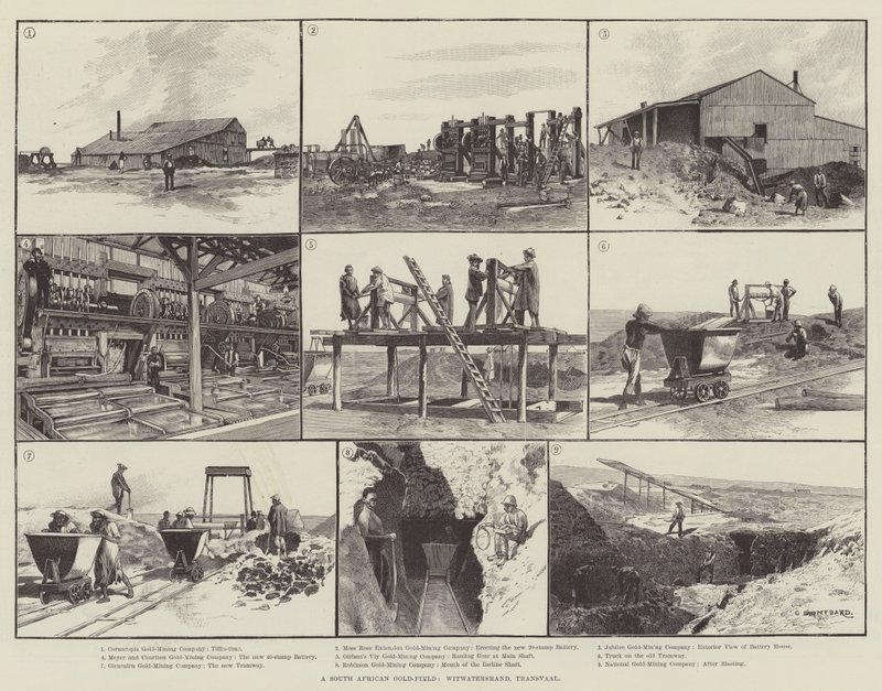 Um campo de ouro sul-africano, Witwatersrand, Transvaal de Charles Auguste Loye