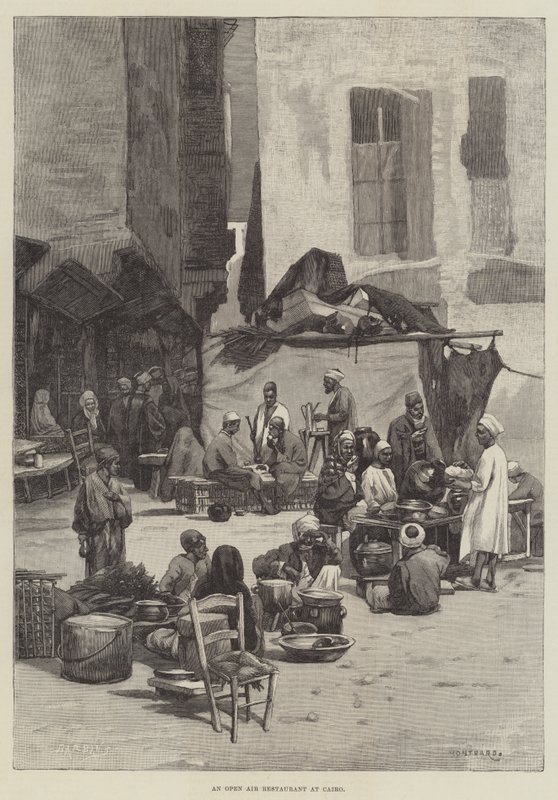 Um restaurante ao ar livre no Cairo de Charles Auguste Loye