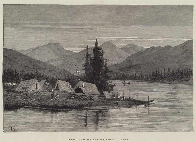 Acampamento, ligado, a, rio skeena, columbia britânica de Charles Auguste Loye
