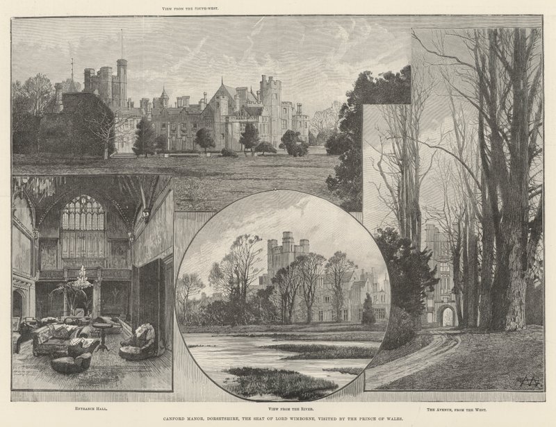 Canford Manor, Dorsetshire, o assento do senhor Wimborne, visitado pelo príncipe de Gales de Charles Auguste Loye