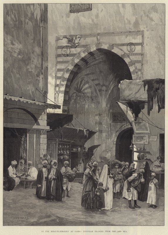 No Khan el-Khalily no Cairo, os comerciantes egípcios do Mar Vermelho de Charles Auguste Loye