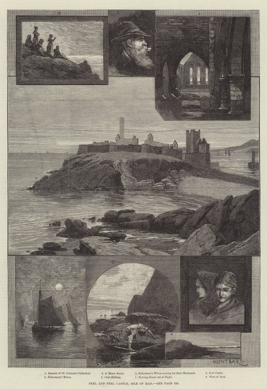 Peel and Peel Castle, Ilha de Man de Charles Auguste Loye