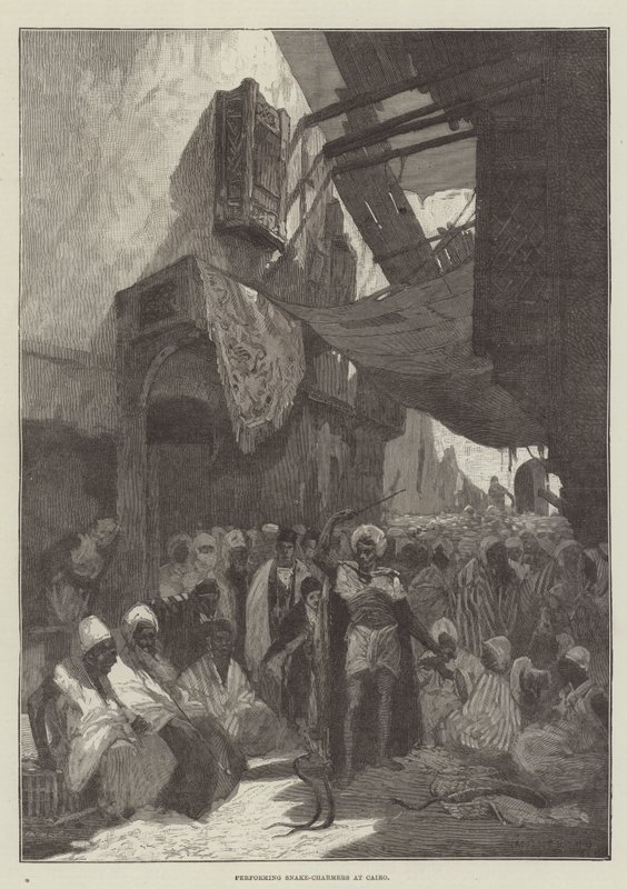 Performing Snake-Charmers no Cairo de Charles Auguste Loye