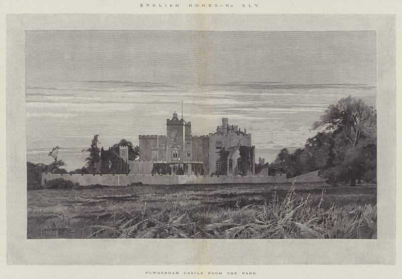 Castelo Powderham do Parque de Charles Auguste Loye