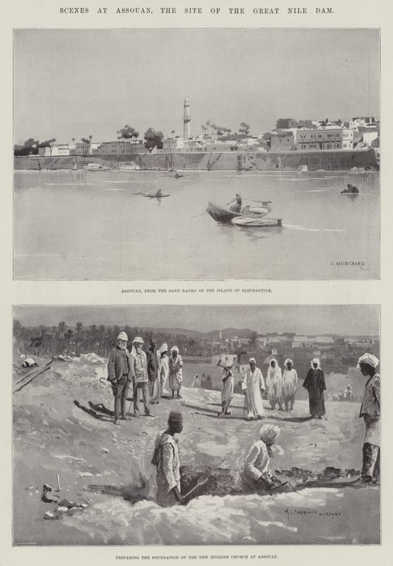 Cenas em Assouan, o local da Grande Barragem do Nilo de Charles Auguste Loye