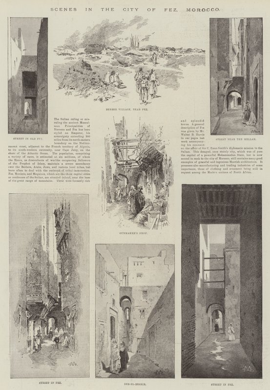 Cenas na cidade de Fez, Marrocos de Charles Auguste Loye