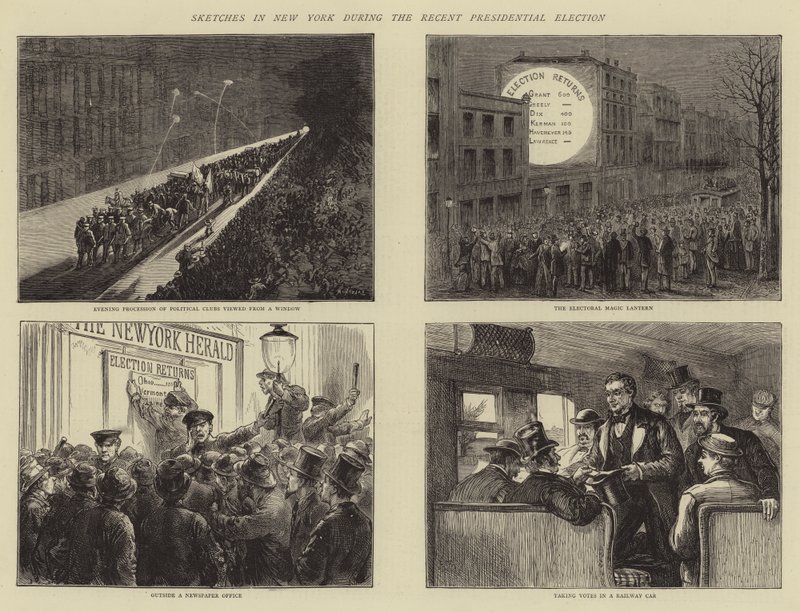 Esboços em Nova York durante a recente eleição presidencial de Charles Auguste Loye