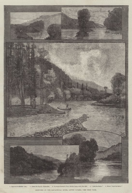 Esboços no rio Cascapediac, Lower Canada de Charles Auguste Loye