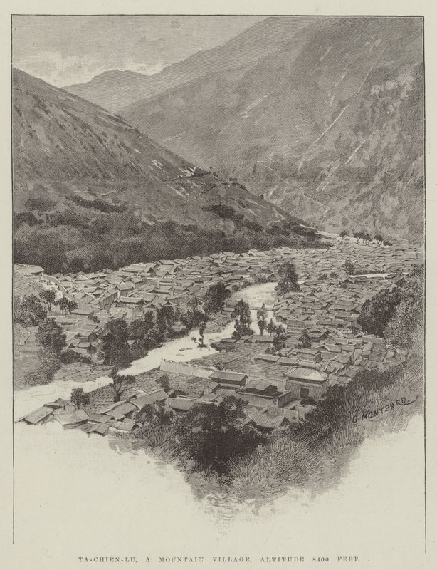 Ta-Chien-Lu, uma aldeia de montanha, altitude 8400 pés de Charles Auguste Loye